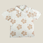 Cream Hibiscus collared shirt - Sweet Sweet Honey Hawaii