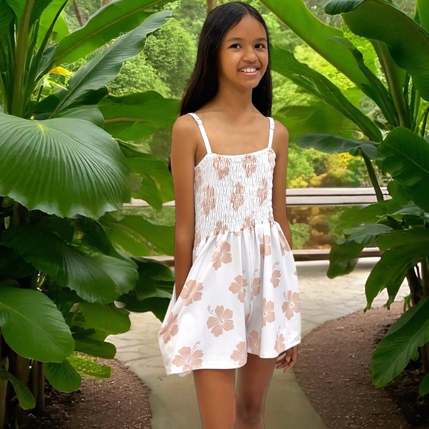 Cream Hibiscus Kaia romper - Sweet Sweet Honey Hawaii