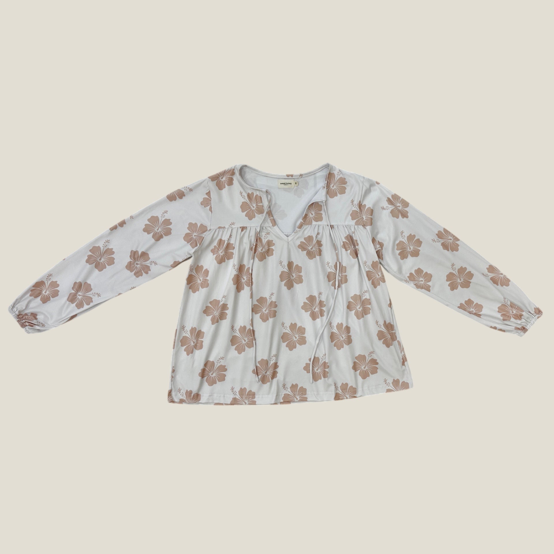 Cream Hibiscus Layla Top - Sweet Sweet Honey Hawaii