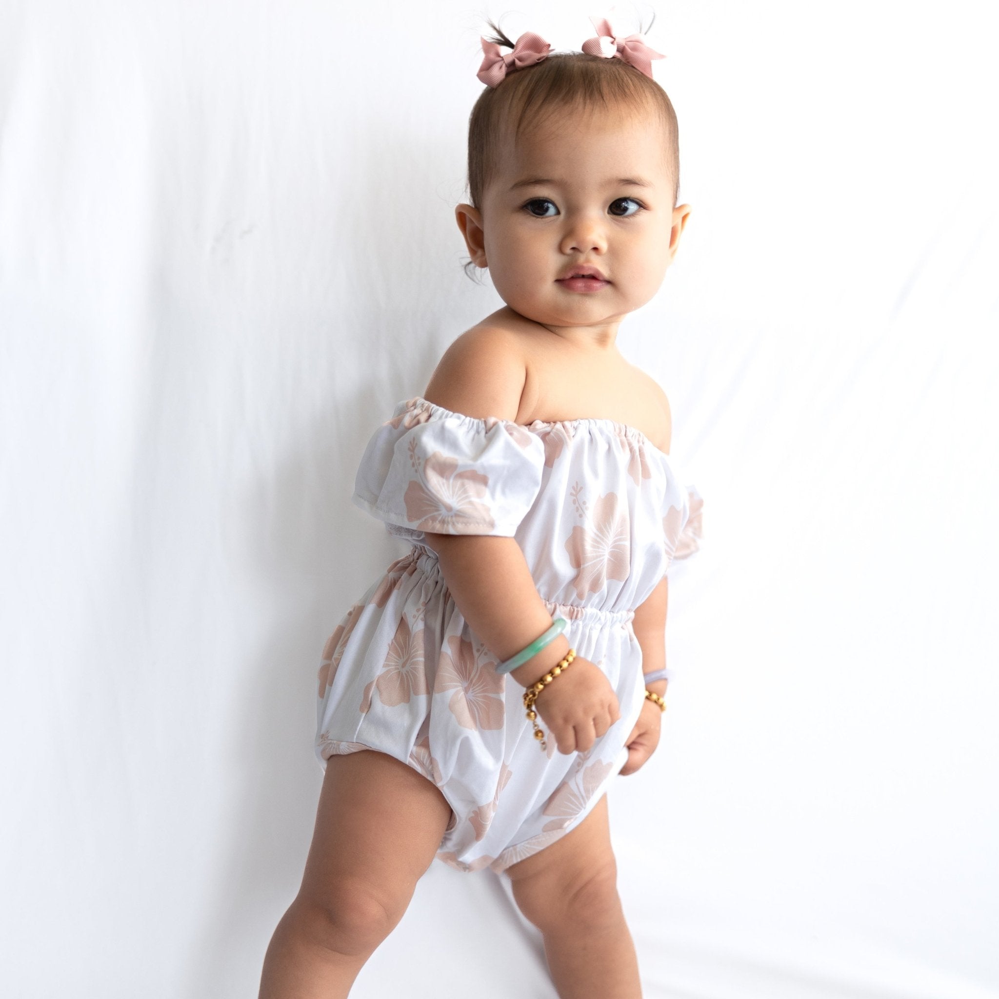 Cream Hibiscus Off the shoulder Onesie - Sweet Sweet Honey Hawaii