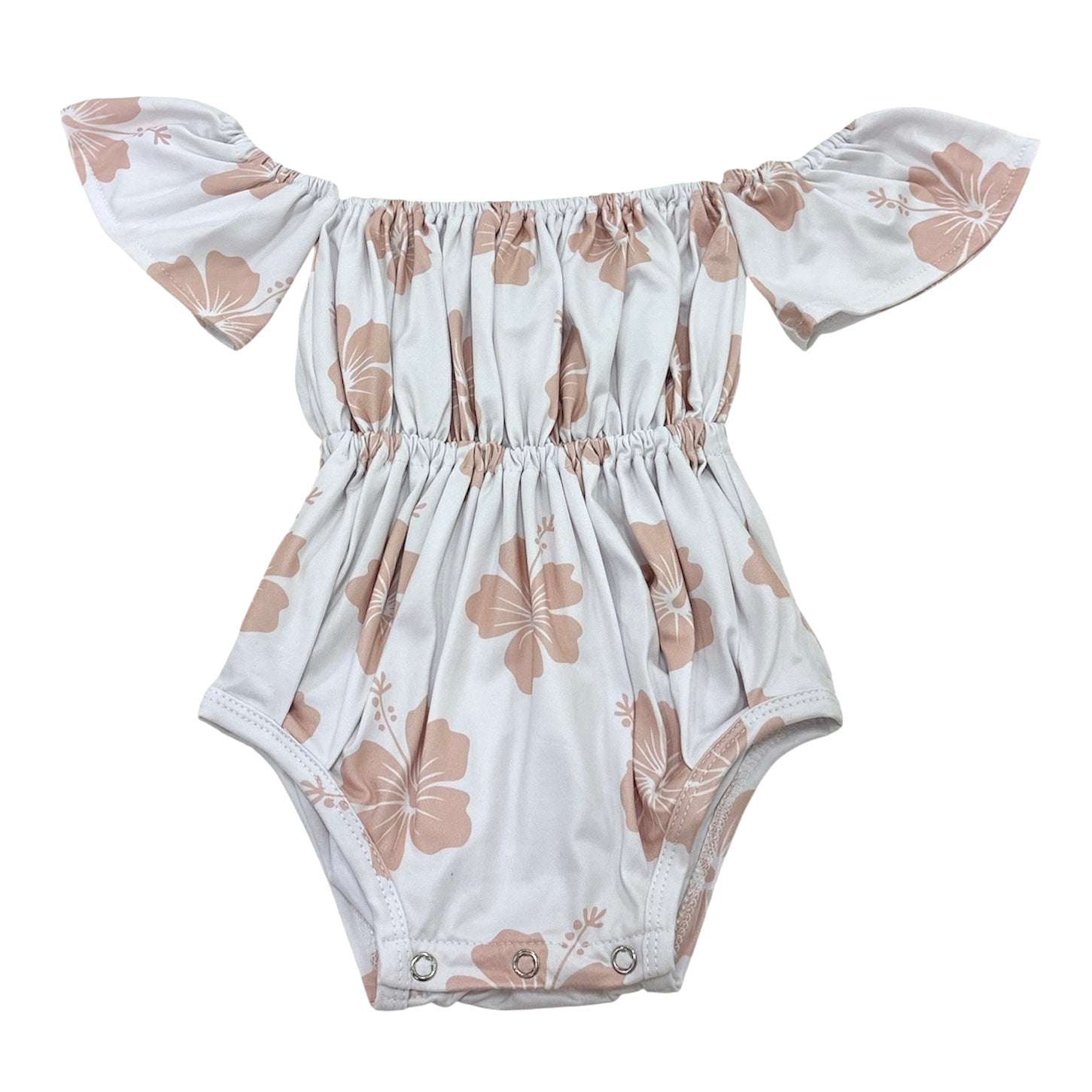 Cream Hibiscus Off the shoulder Onesie - Sweet Sweet Honey Hawaii