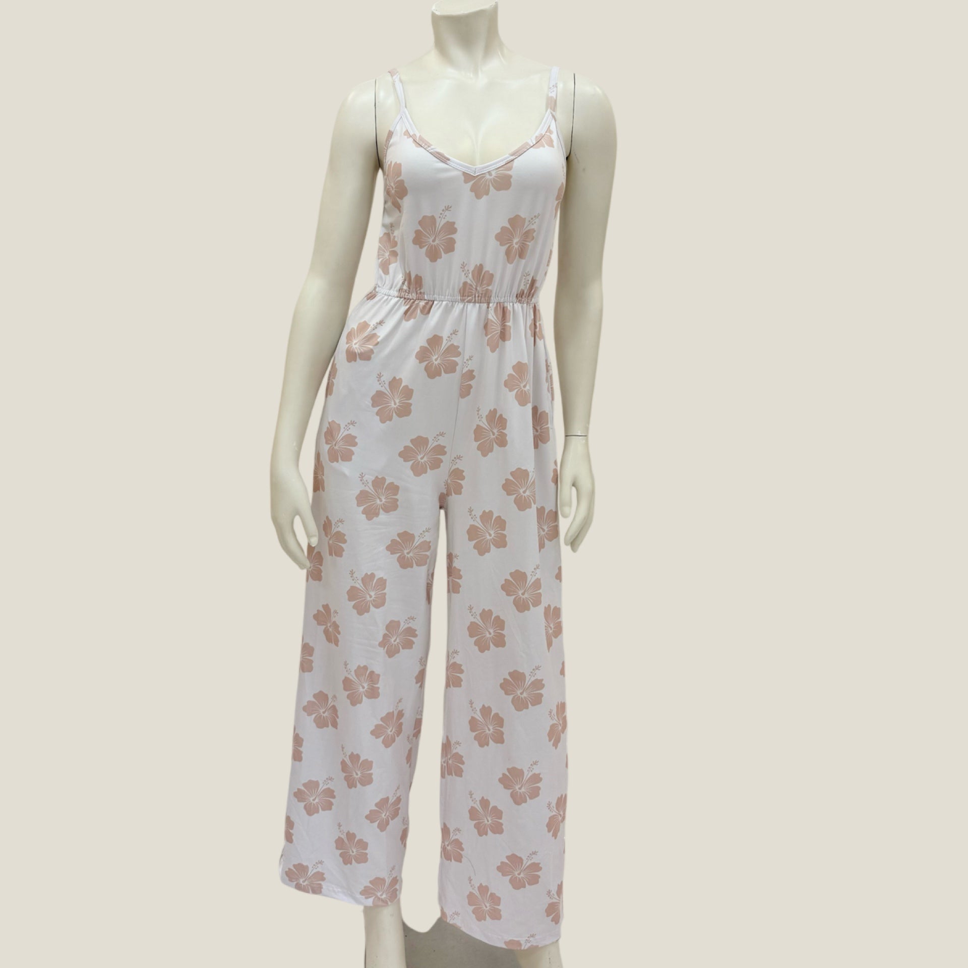 Cream Hibiscus Tiffany Jumpsuit - Sweet Sweet Honey Hawaii