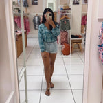 Teal Monstera Layla Top - Sweet Sweet Honey Hawaii