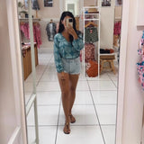 Teal Monstera Layla Top - Sweet Sweet Honey Hawaii