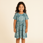 Teal Monstera Tee Dress - Sweet Sweet Honey Hawaii