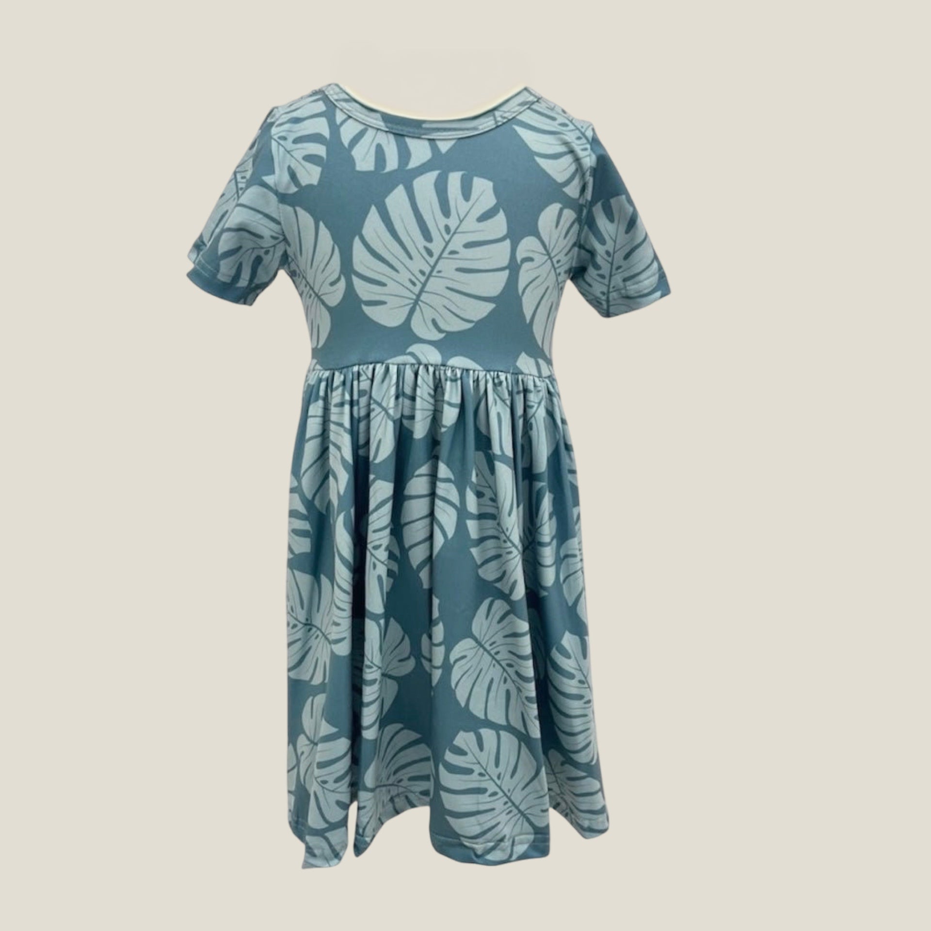 Teal Monstera Tee Dress - Sweet Sweet Honey Hawaii