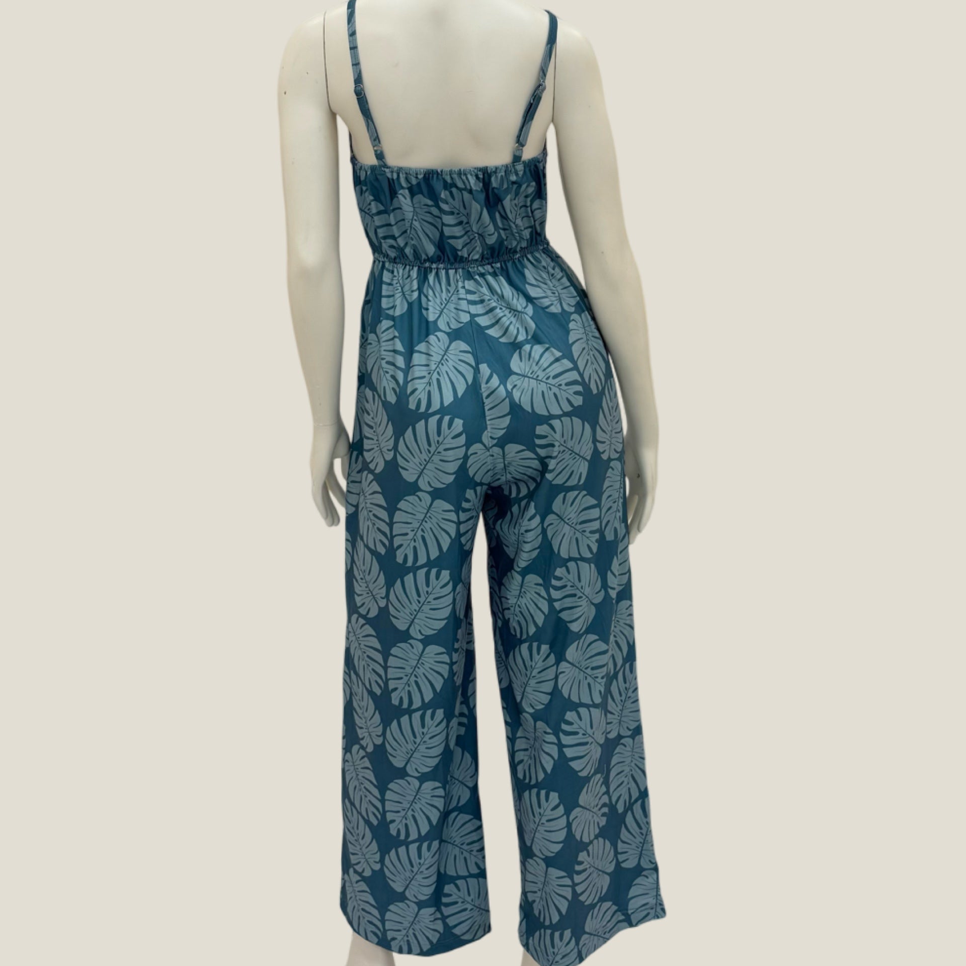 Teal Monstera Tiffany Jumpsuit - Sweet Sweet Honey Hawaii