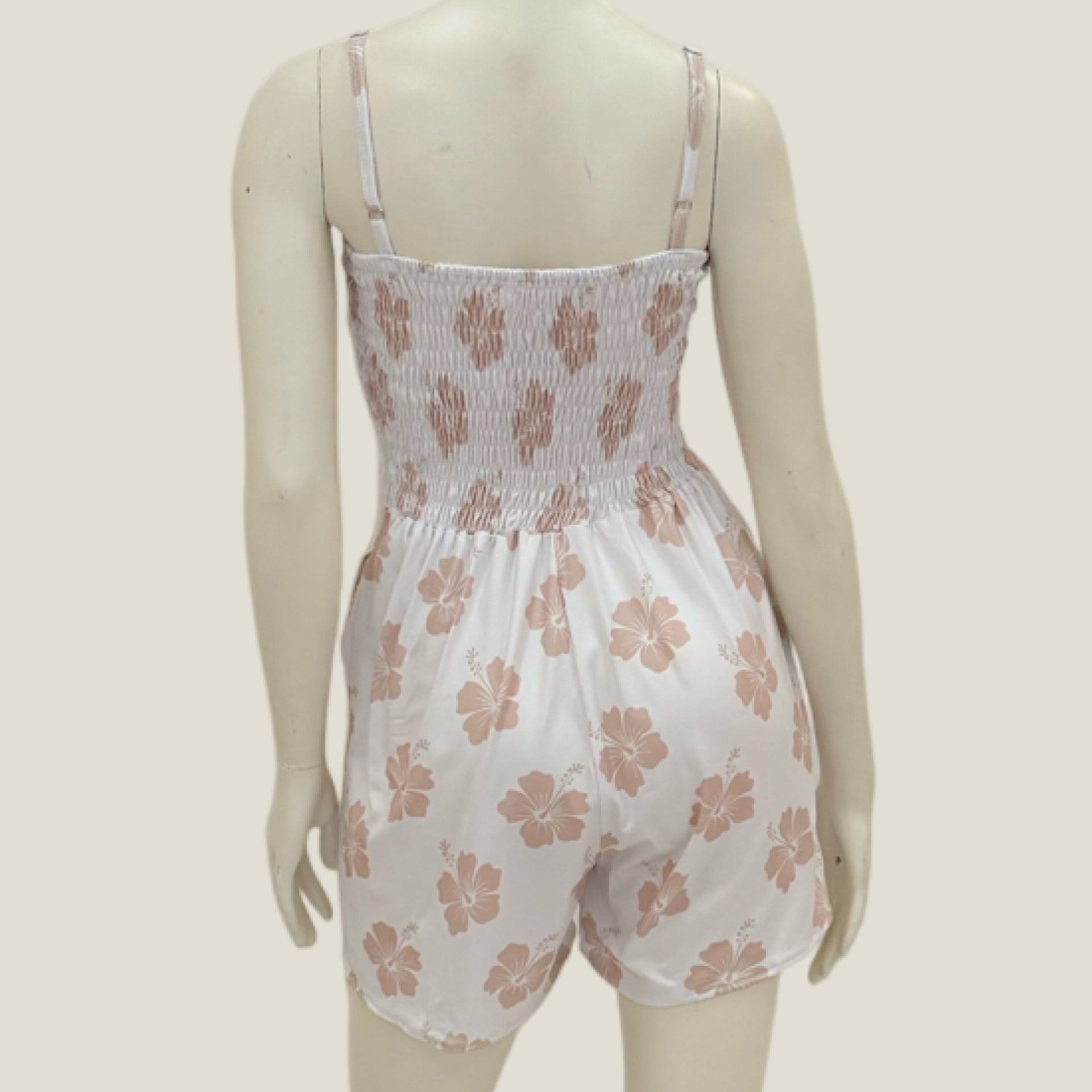 Women's Cream Hibiscus Kaia Romper - Sweet Sweet Honey Hawaii