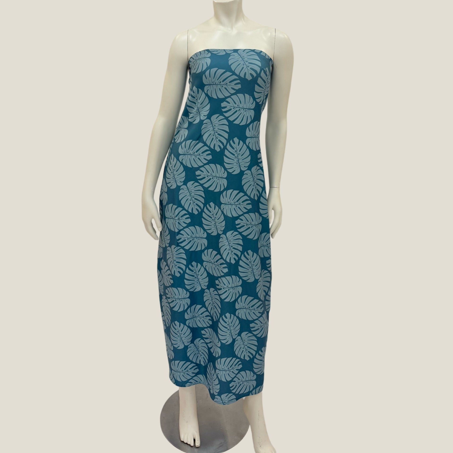 Women's Teal Monstera Tube Dress - Sweet Sweet Honey Hawaii