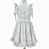 Grey Quilt  Shoulder Tie Dress