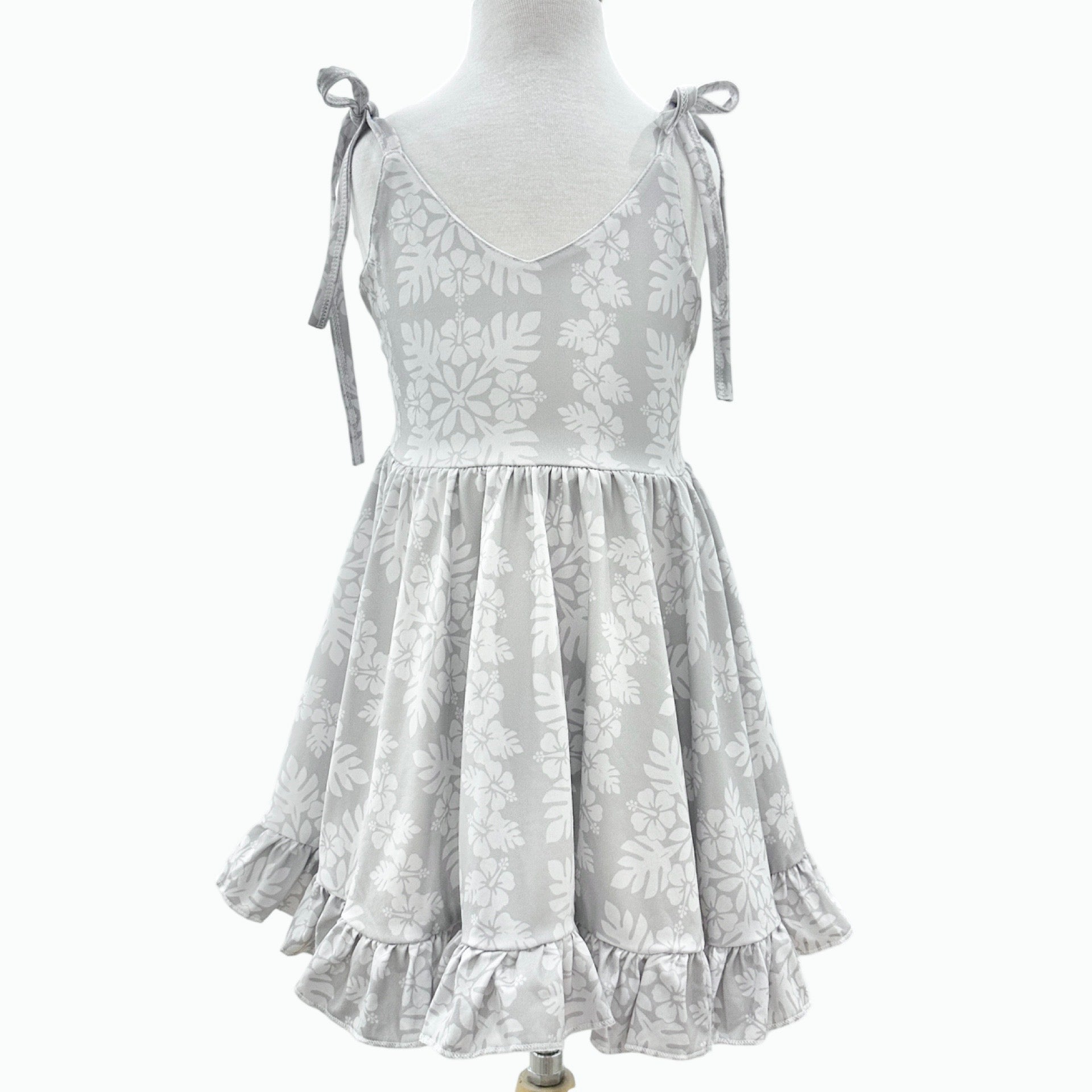 Grey Quilt  Shoulder Tie Dress