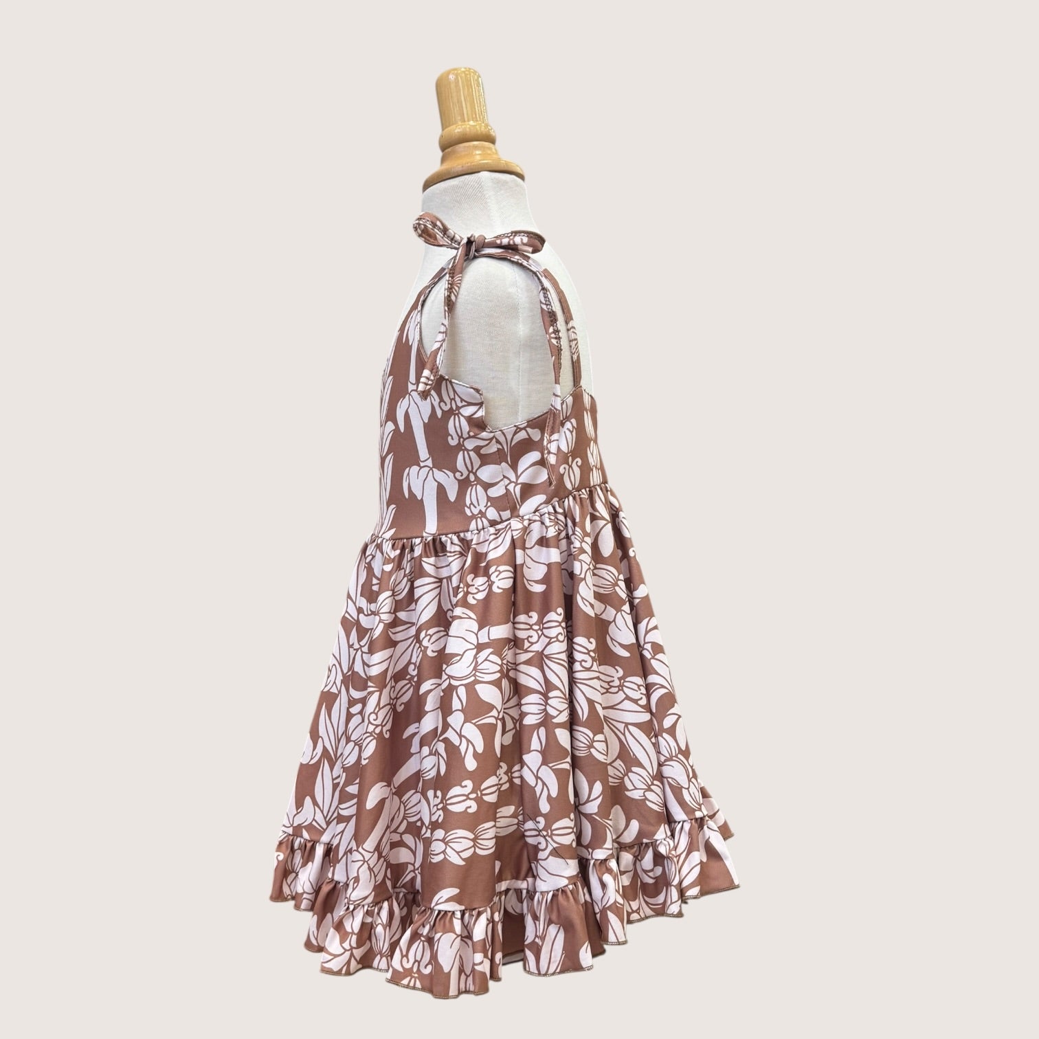 Brown Lei Shoulder Tie Dress