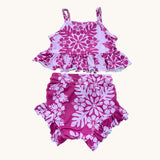 Plum Hibiscus Quilt Thin Strap Set