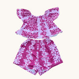 Plum Hibiscus Quilt Halia Set