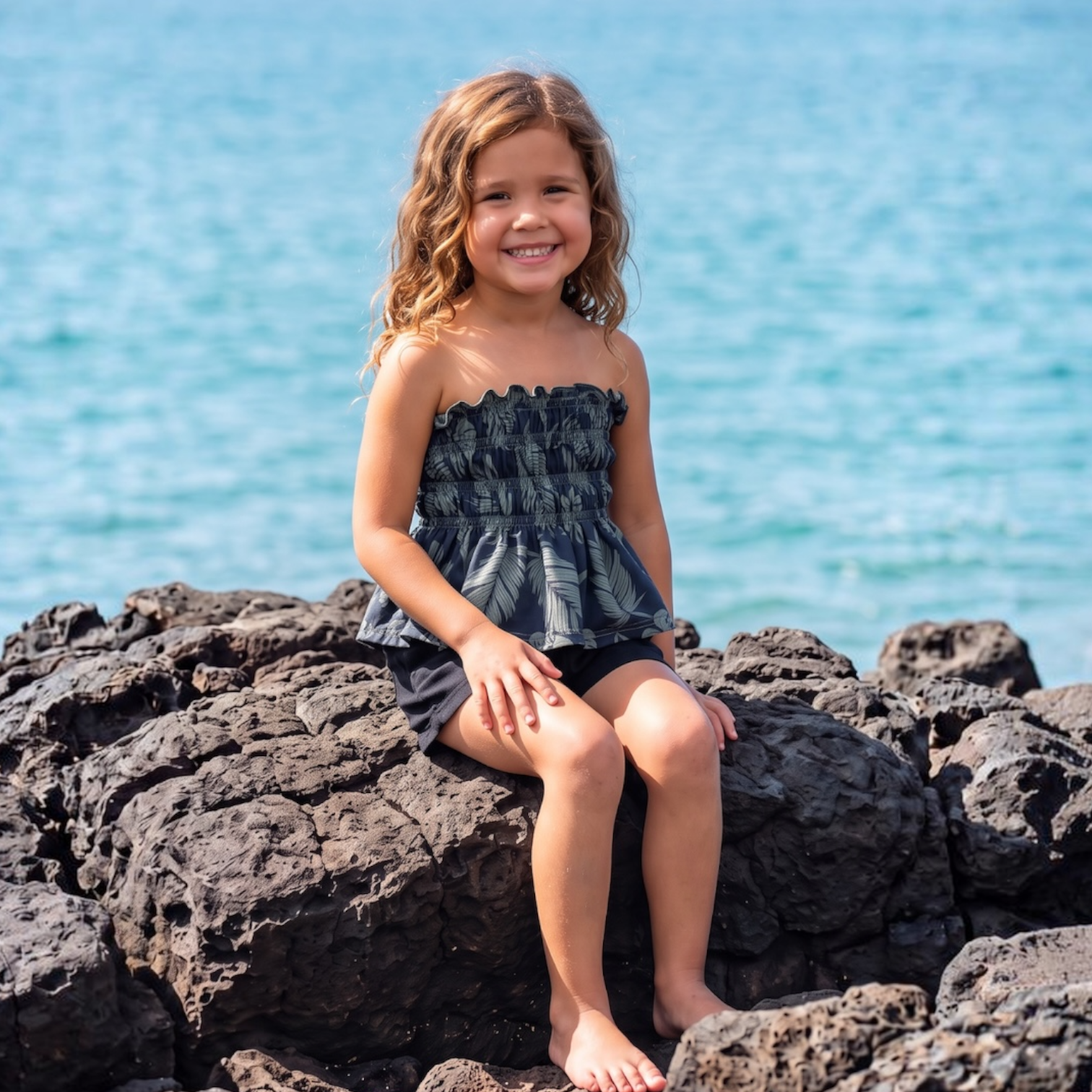 Kid's Midnight Palm Ka'a Tube Top