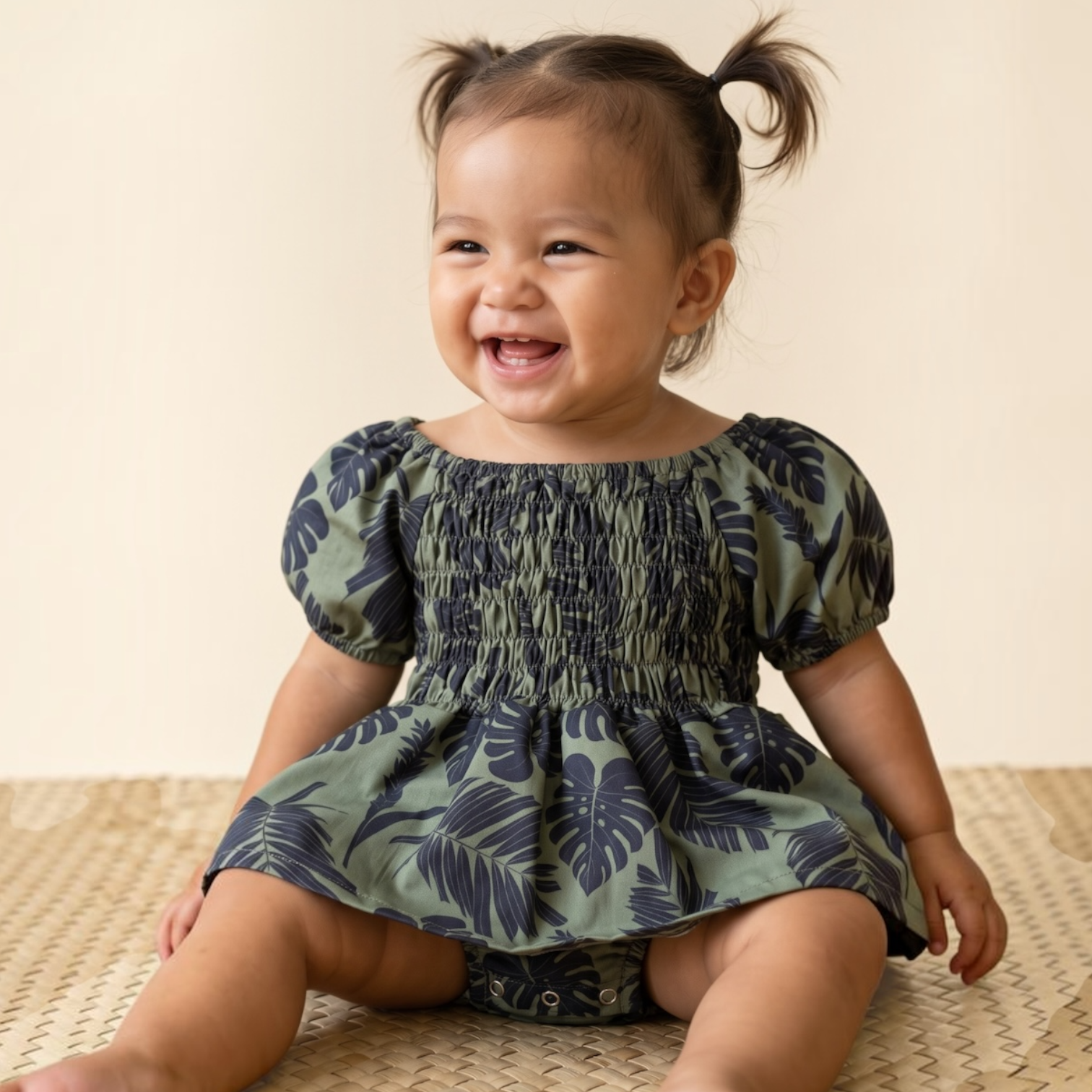 Sage Palm Sleeved Melody Romper