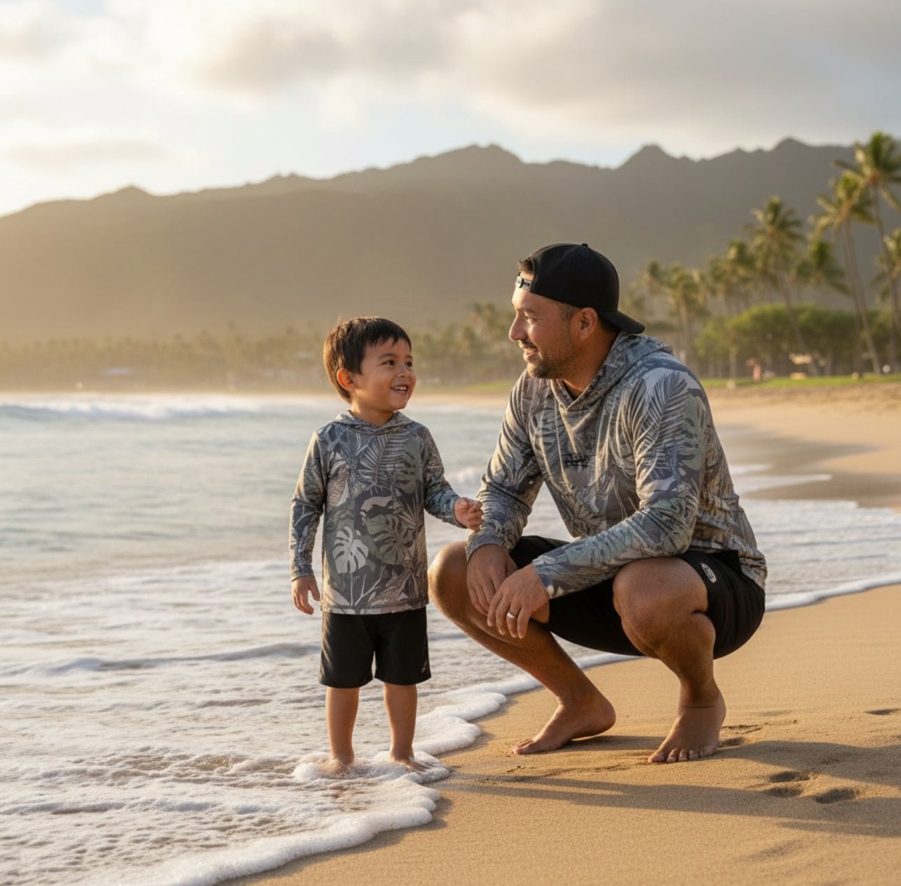 Adult Tropical Camo Dri Fit Hooded Long Sleeve Tee - Sweet Sweet Honey Hawaii