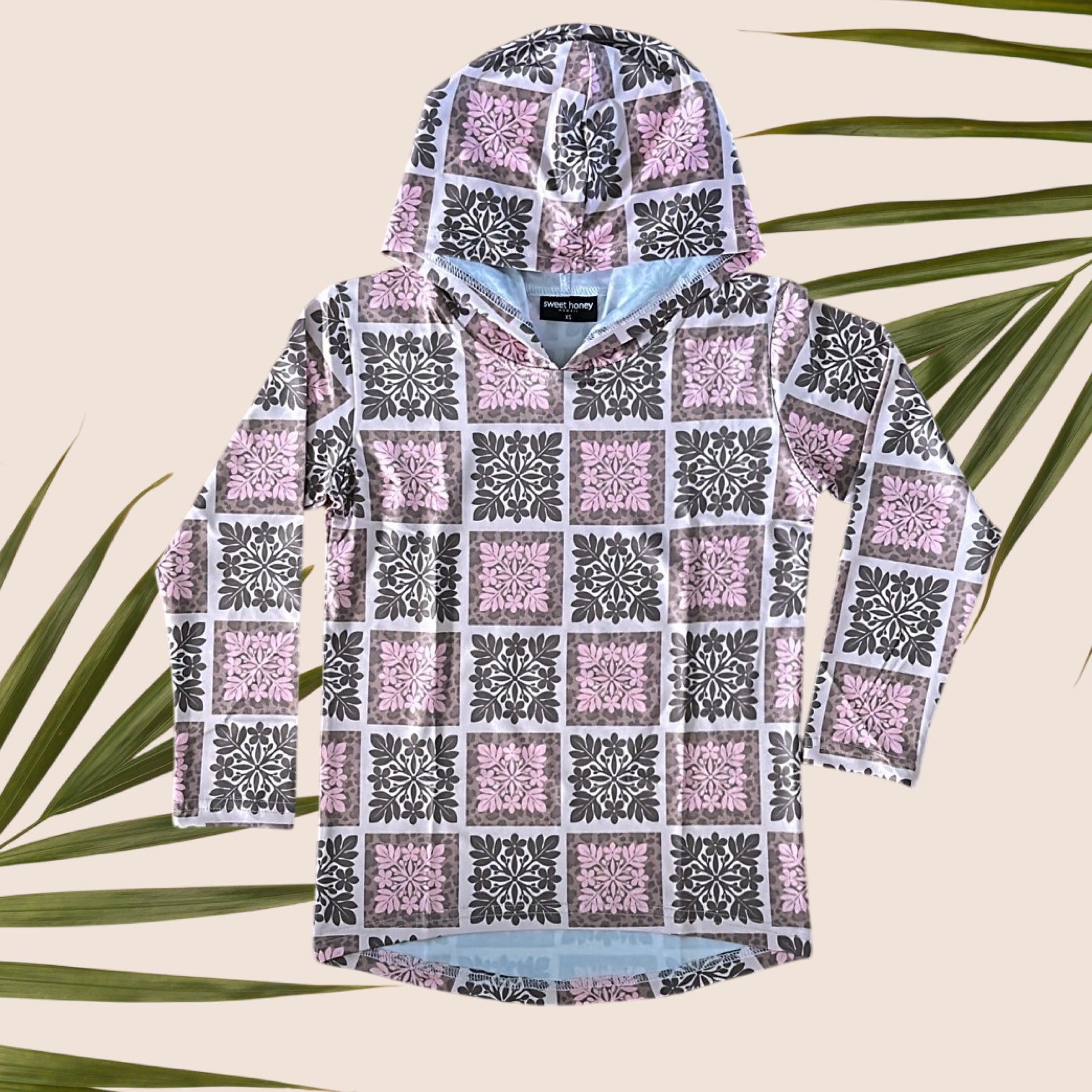 Adult Wild Blossom Dri Fit Hooded Long Sleeve Tee - Sweet Sweet Honey Hawaii