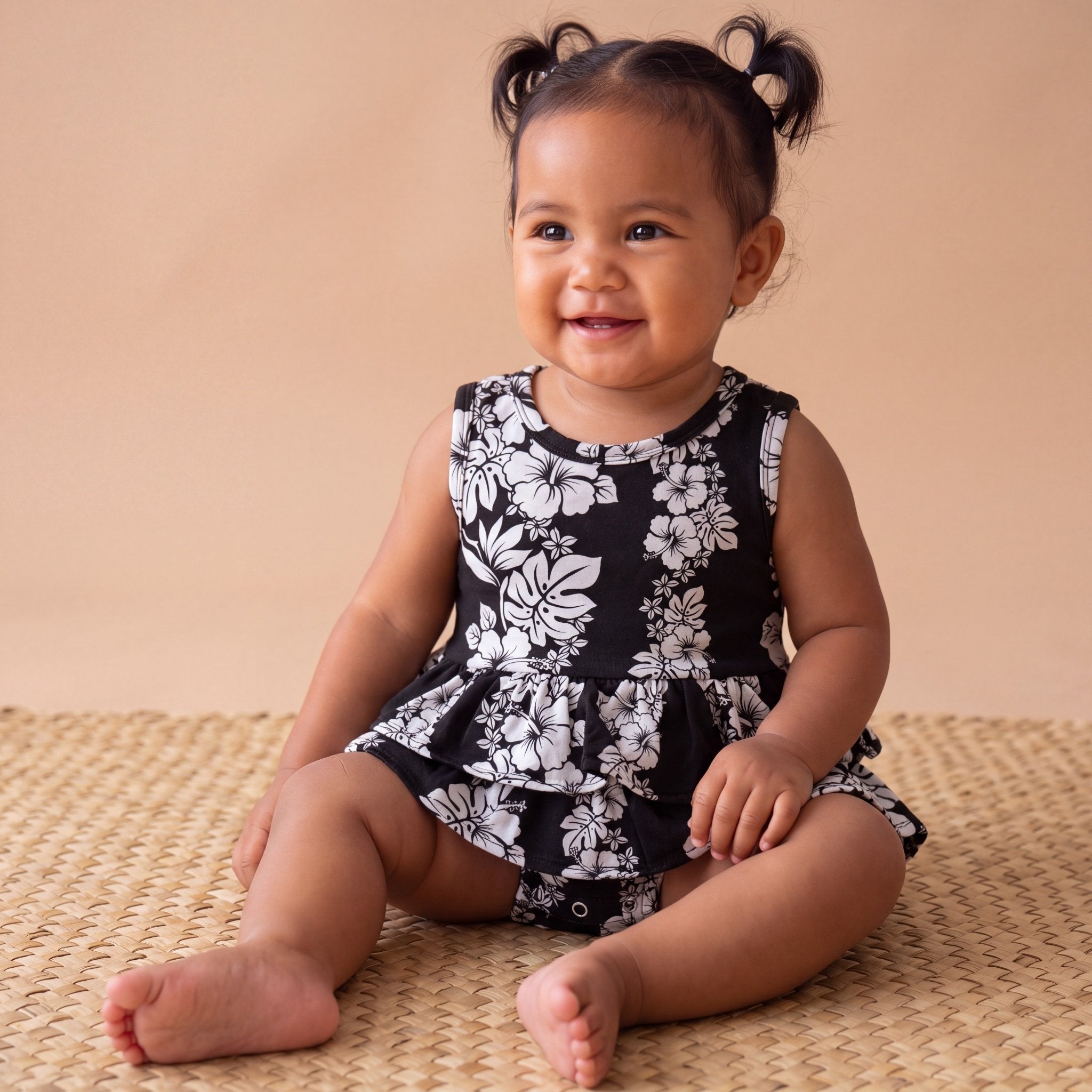 Black Mauna Lani Ruffle Tank Romper - Sweet Sweet Honey Hawaii