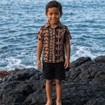 Black/Brown Lei collared shirt - Sweet Sweet Honey Hawaii