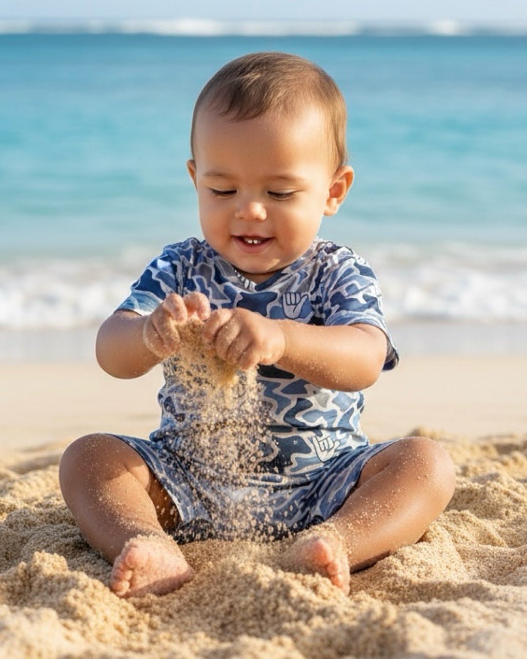 Blue Camo Shaka T-Shirt Jumpsuit - Sweet Sweet Honey Hawaii