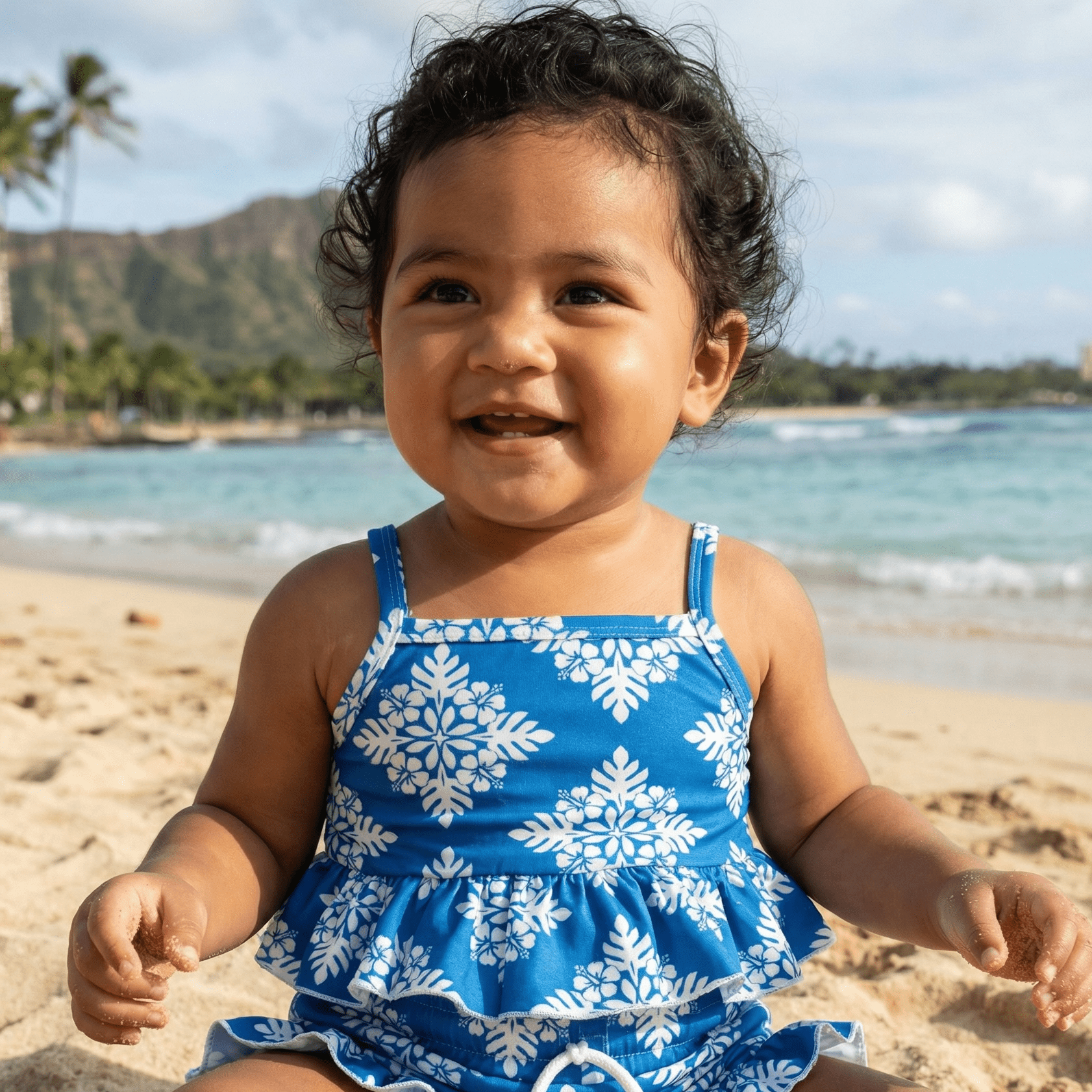 Blue Heritage Quilt Thin Strap Set - Sweet Sweet Honey Hawaii