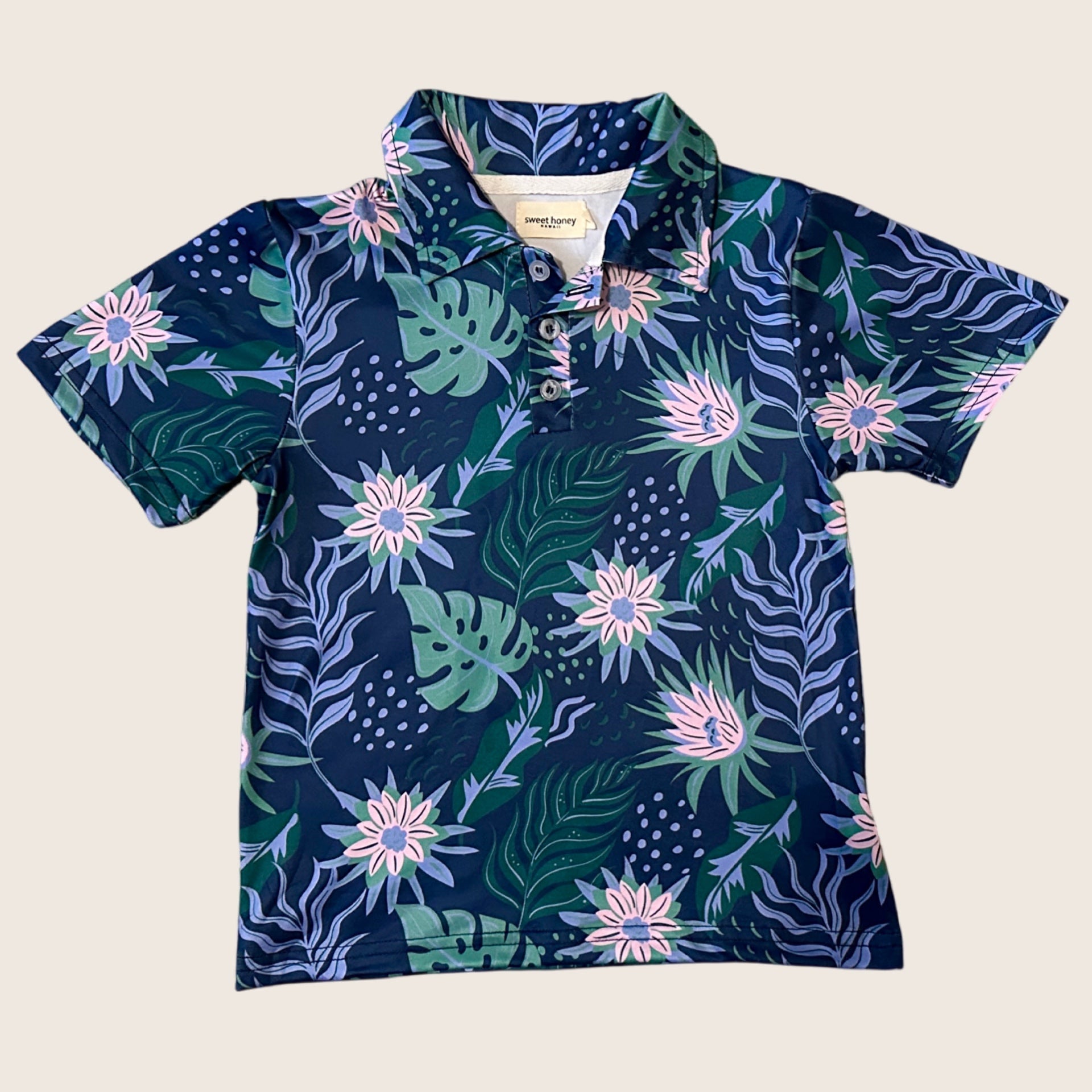 Blue Pahoa Collared Shirt - Sweet Sweet Honey Hawaii