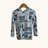 Blue Tropical Kapa Dri Fit hooded Long sleeve - Sweet Sweet Honey Hawaii
