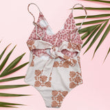 Blush heirloom/Cheetah Hibiscus Peek - a - Boo reversible Swimsuit - Sweet Sweet Honey Hawaii