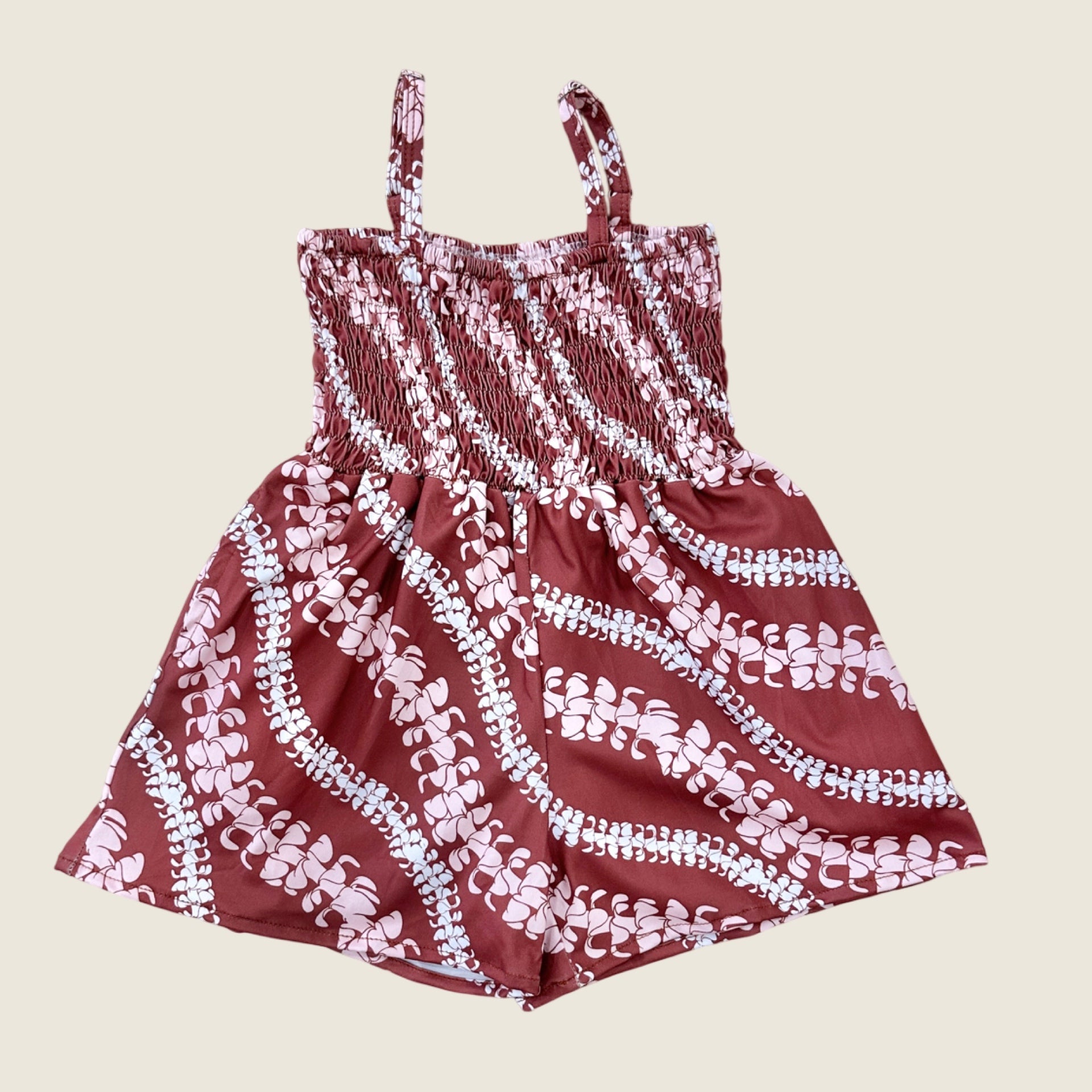 Brick Puakenikeni lei Kaia romper - Sweet Sweet Honey Hawaii