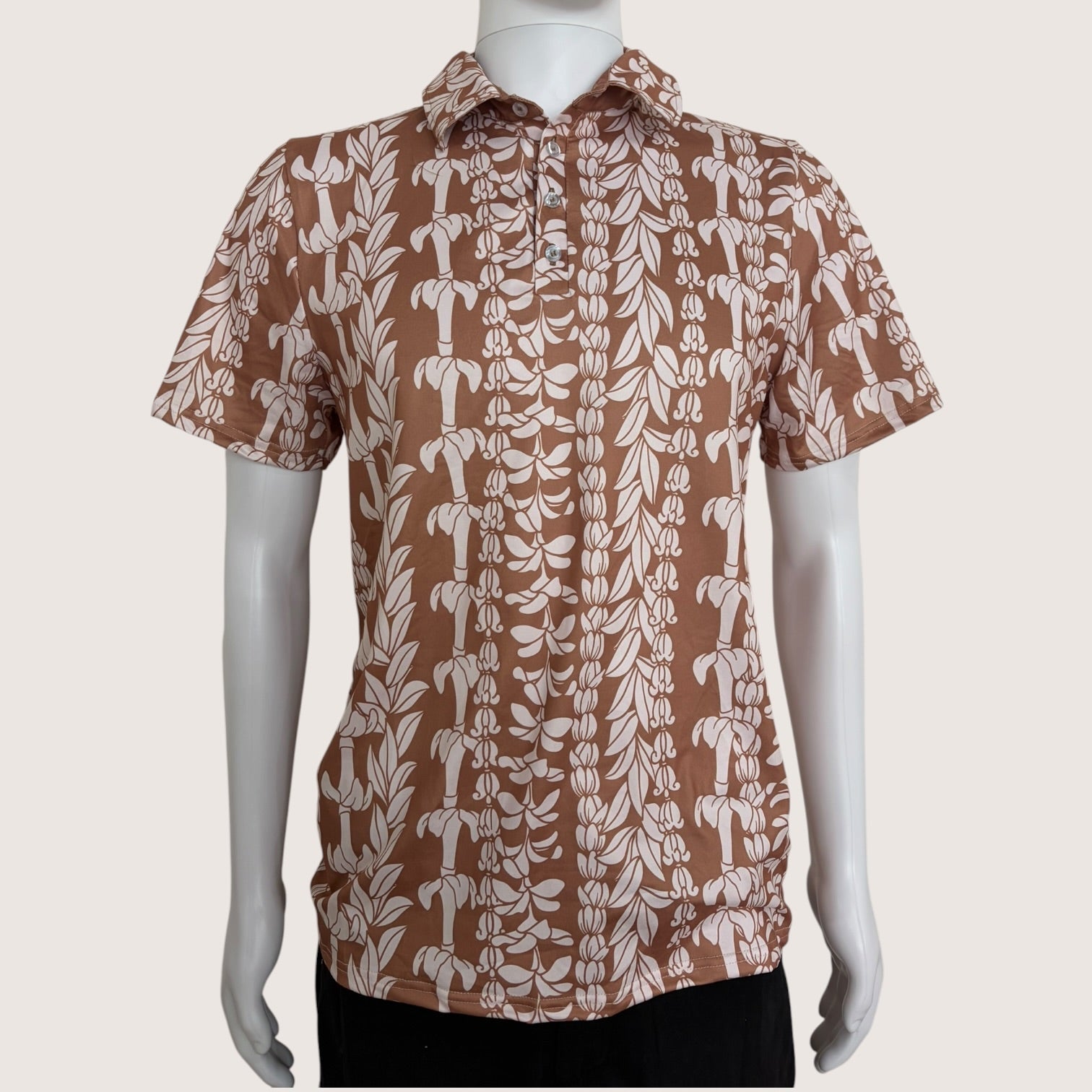 Brown Lei Men's collared Shirt - Sweet Sweet Honey Hawaii
