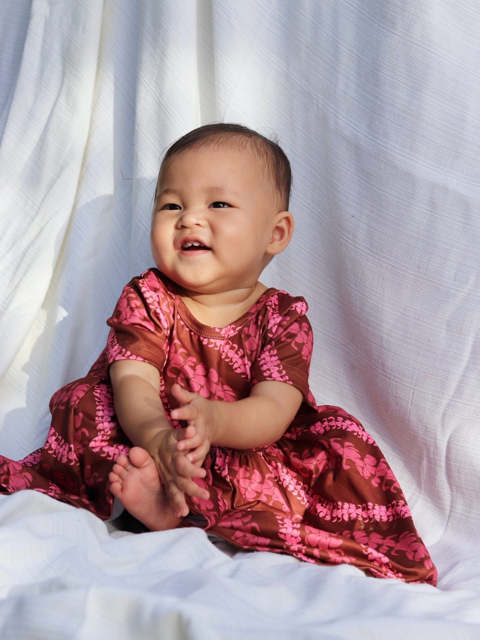 Brown Lei Puakenikeni tee Dress - Sweet Sweet Honey Hawaii