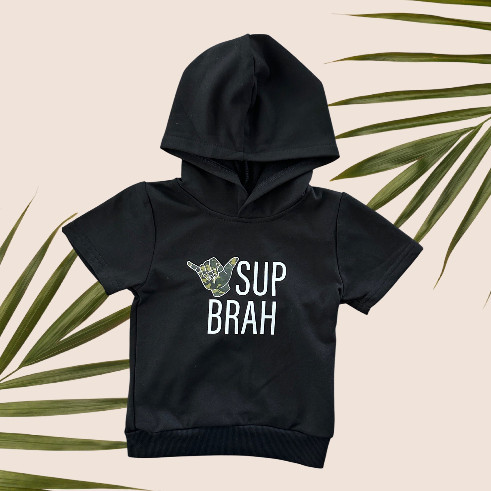 Camo Sup Brah Black Hooded Shirt - Sweet Sweet Honey Hawaii