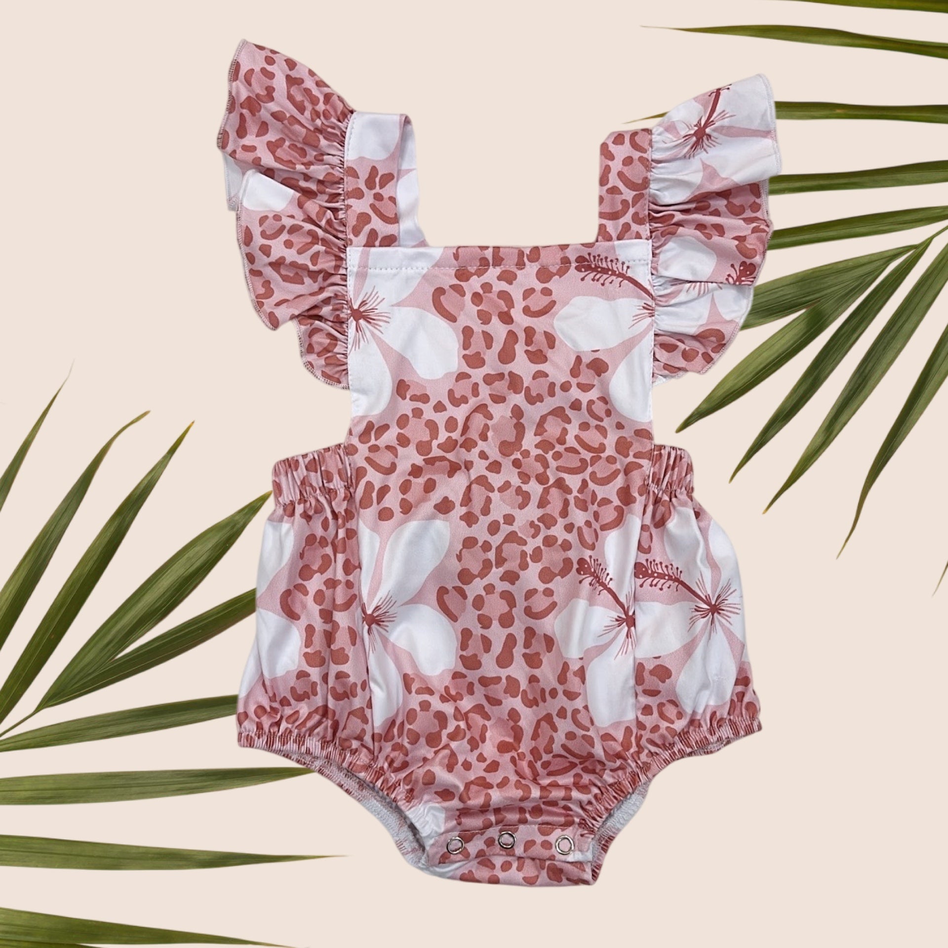 Cheetah Hibiscus Flutter Xback Onesie - Sweet Sweet Honey Hawaii