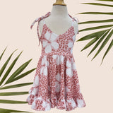 Cheetah Hibiscus Shoulder Tie Dress - Sweet Sweet Honey Hawaii