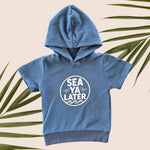 Cirlce Sea Ya later Blue Hooded Shirt - Sweet Sweet Honey Hawaii
