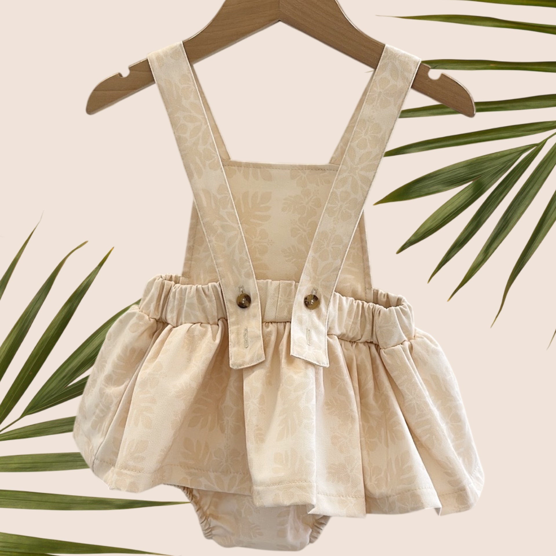 Cream Denim Quilt Ruffled Onesie - Sweet Sweet Honey Hawaii