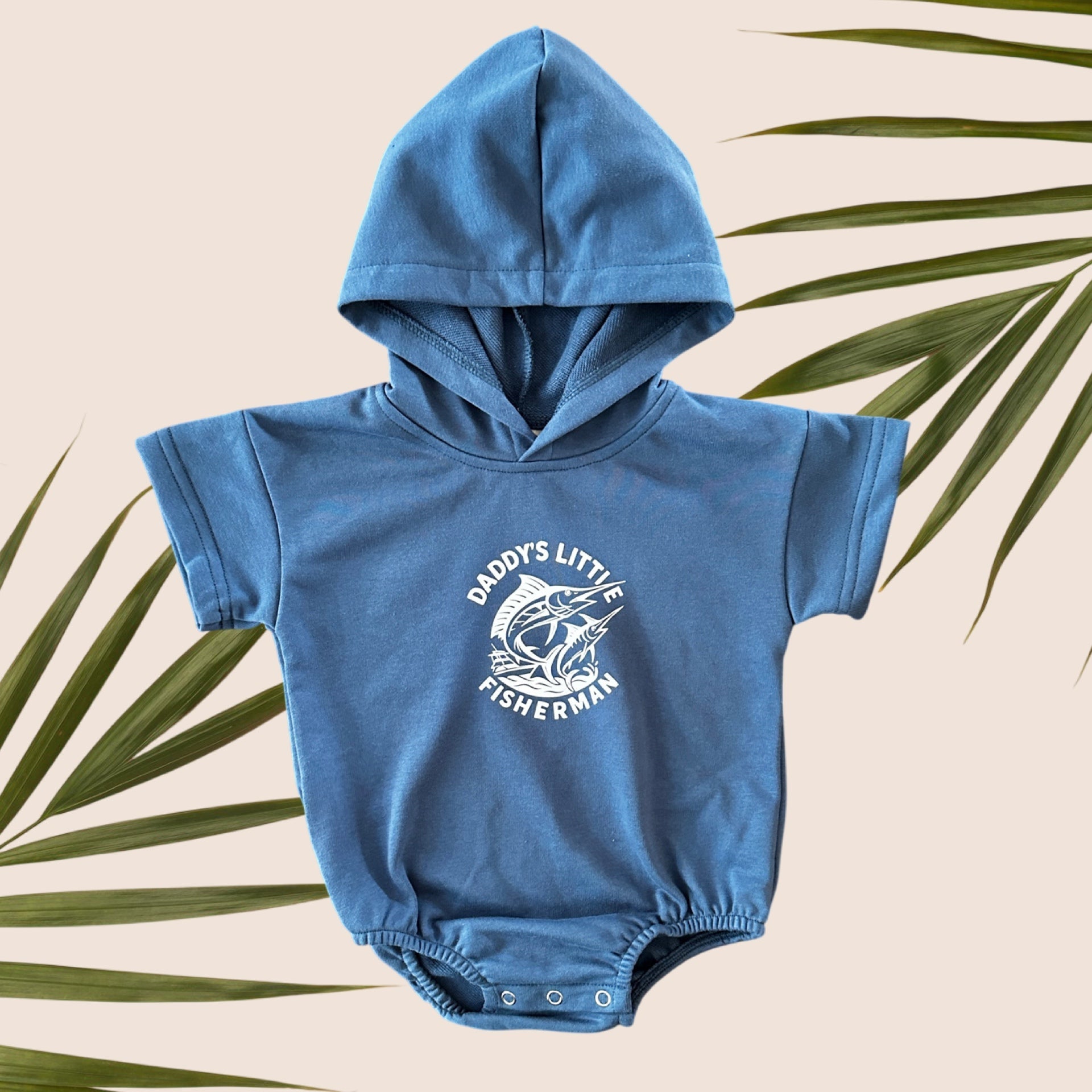 Daddy's Fisherman Blue hooded onesie - Sweet Sweet Honey Hawaii