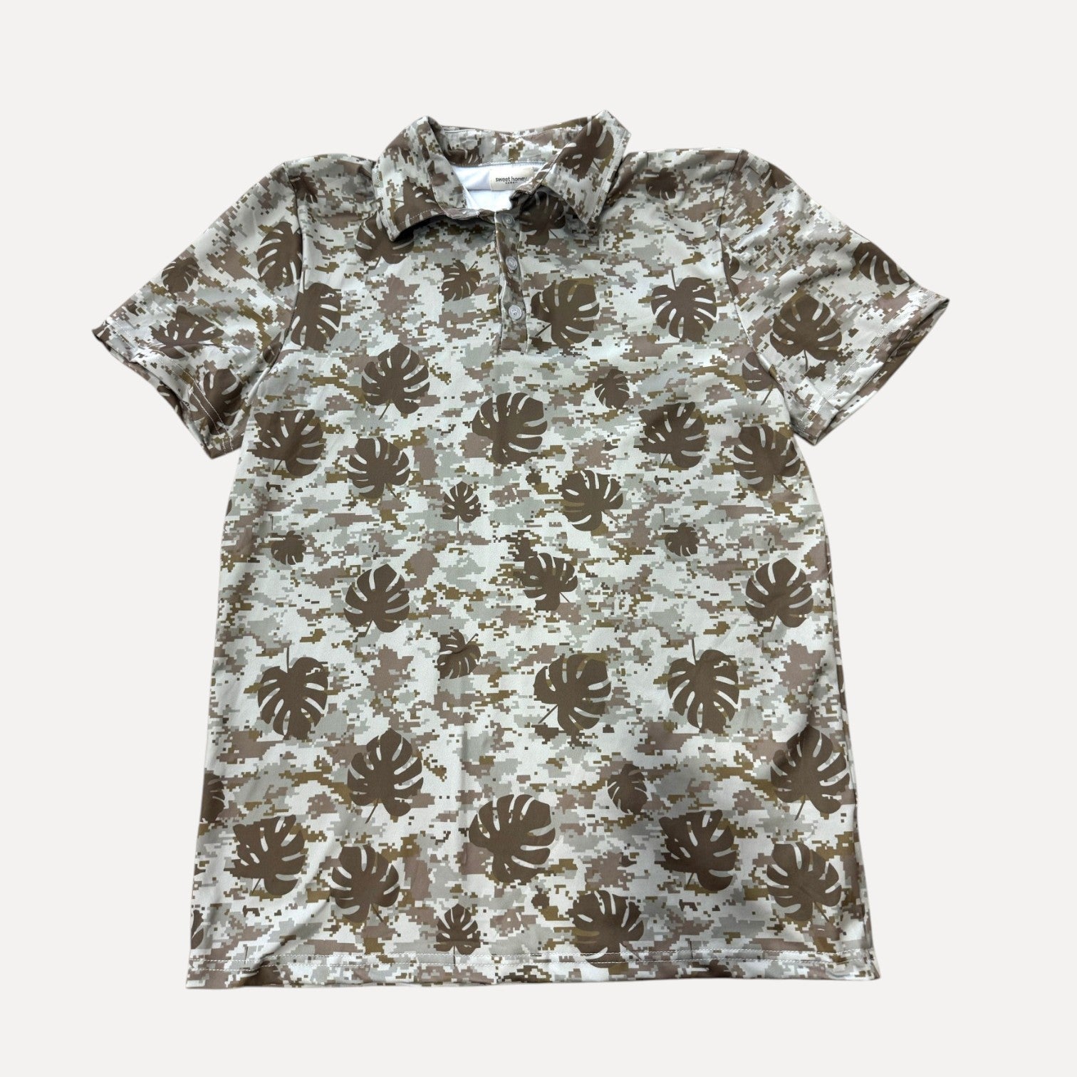 Digital Camo Monstera Men's collared Shirt - Sweet Sweet Honey Hawaii