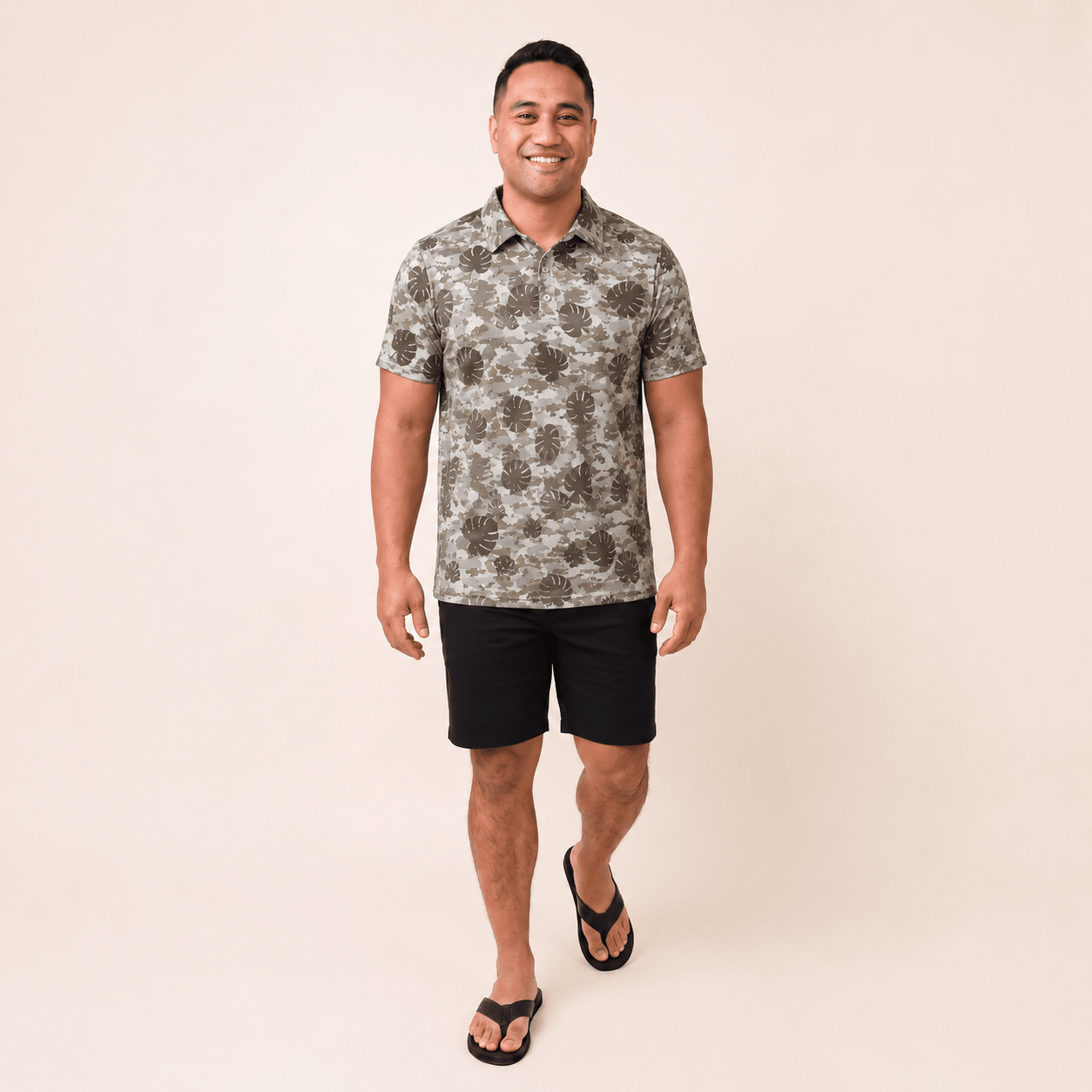 Digital Camo Monstera Men's collared Shirt - Sweet Sweet Honey Hawaii
