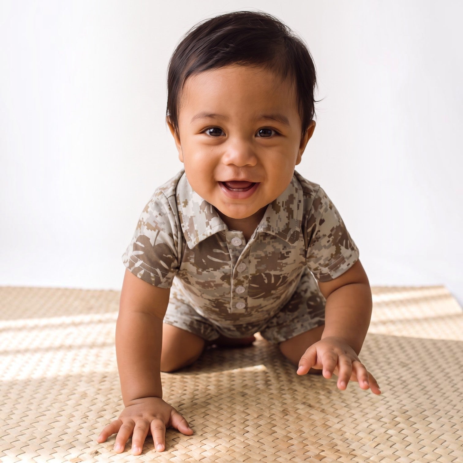 Digital Camo Monstera Collared Jumpsuit