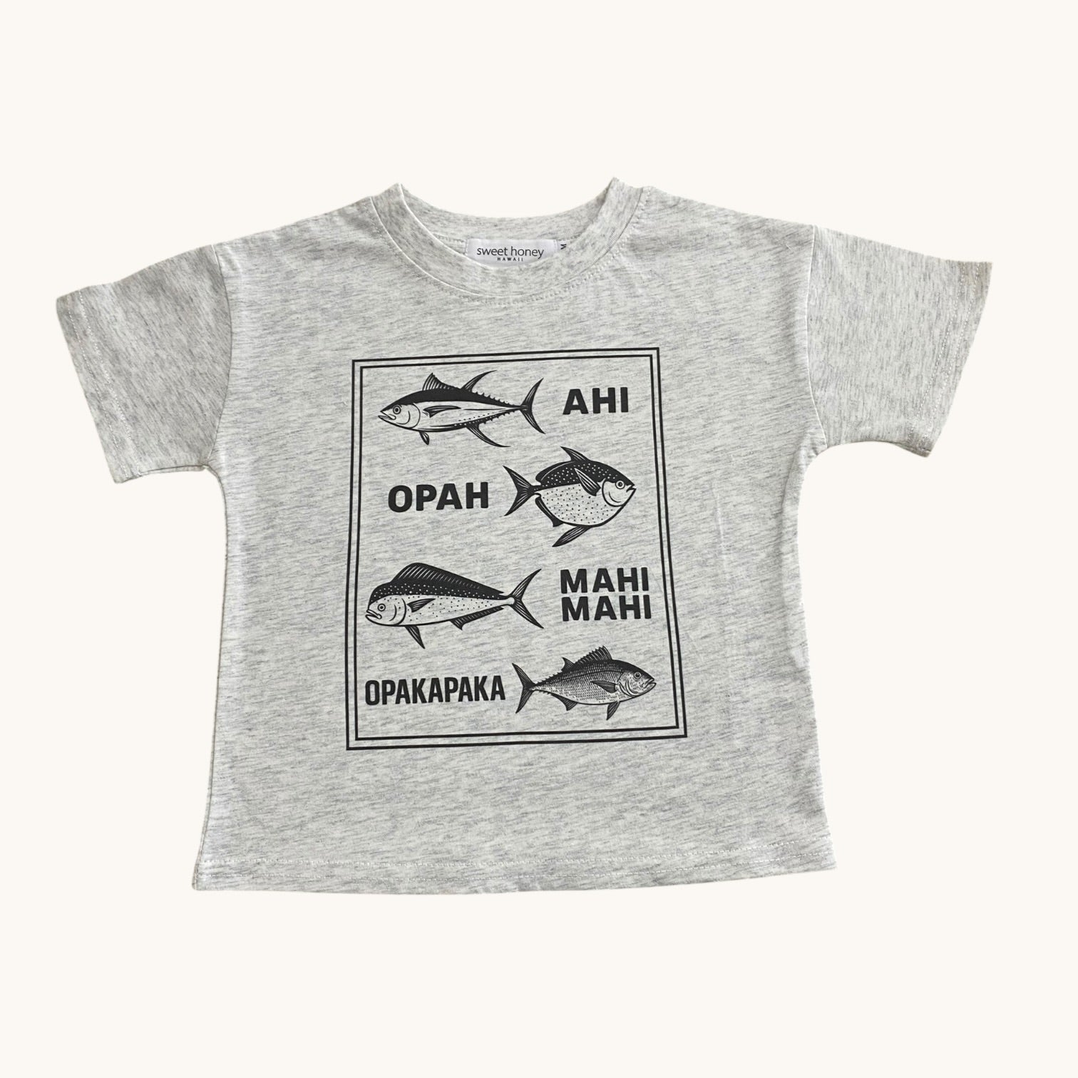 Fish Chart light Grey tee - Sweet Sweet Honey Hawaii
