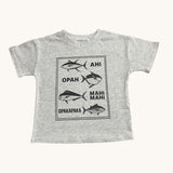 Fish Chart light Grey tee - Sweet Sweet Honey Hawaii