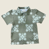 Green 'Ilima Quilt collared shirt - Sweet Sweet Honey Hawaii