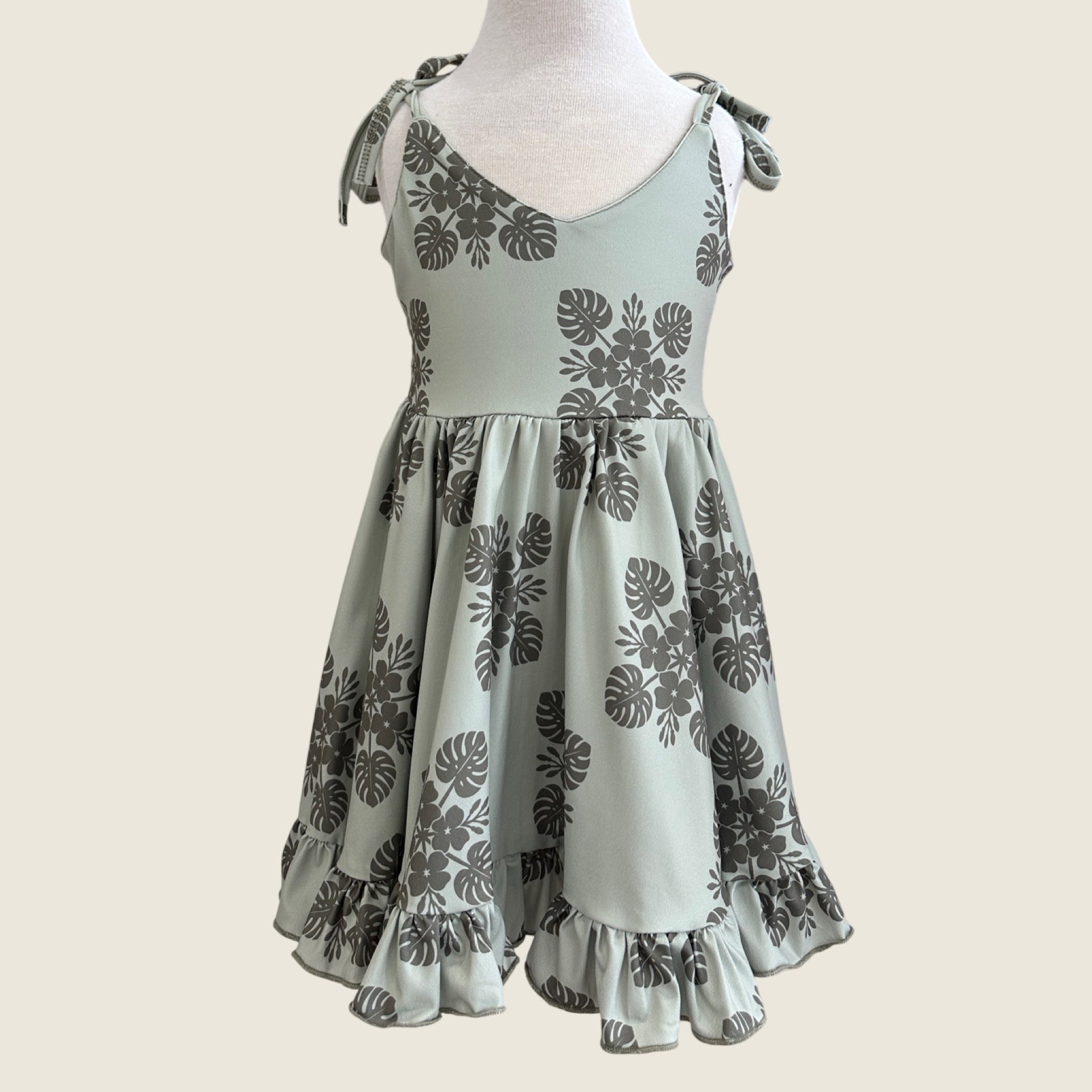 Green 'Ilima Quilt Shoulder Tie Dress - Sweet Sweet Honey Hawaii