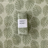 Green Monstera Swaddle Blanket - Sweet Sweet Honey Hawaii
