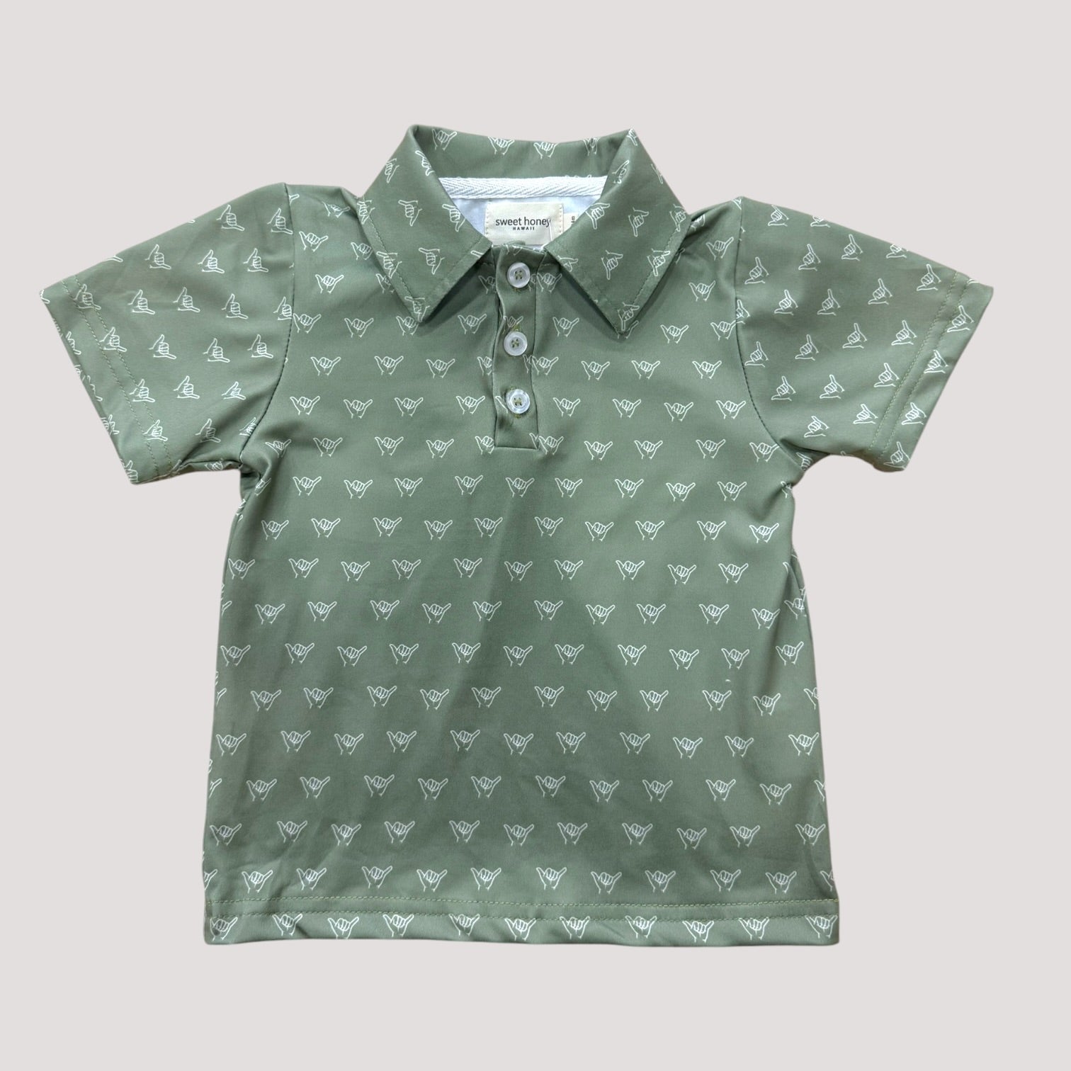 Green Shaka collared shirt - Sweet Sweet Honey Hawaii