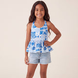 Blue Tropical Kapa Halter Top