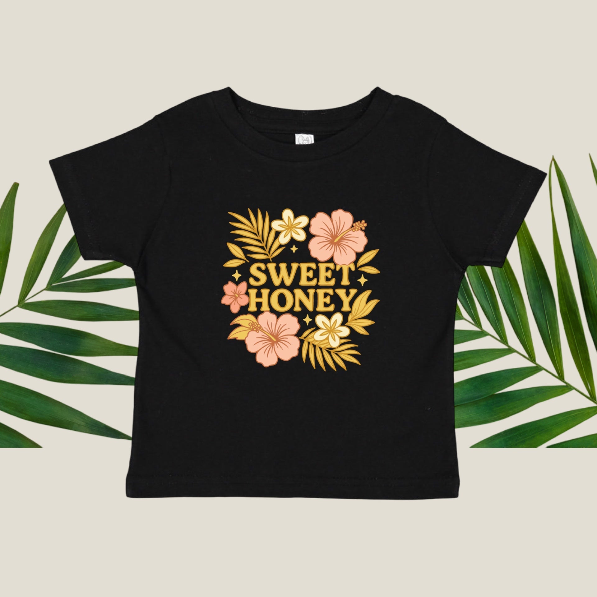 Hibiscus Golden Sweet Honey Black Tee - Sweet Sweet Honey Hawaii
