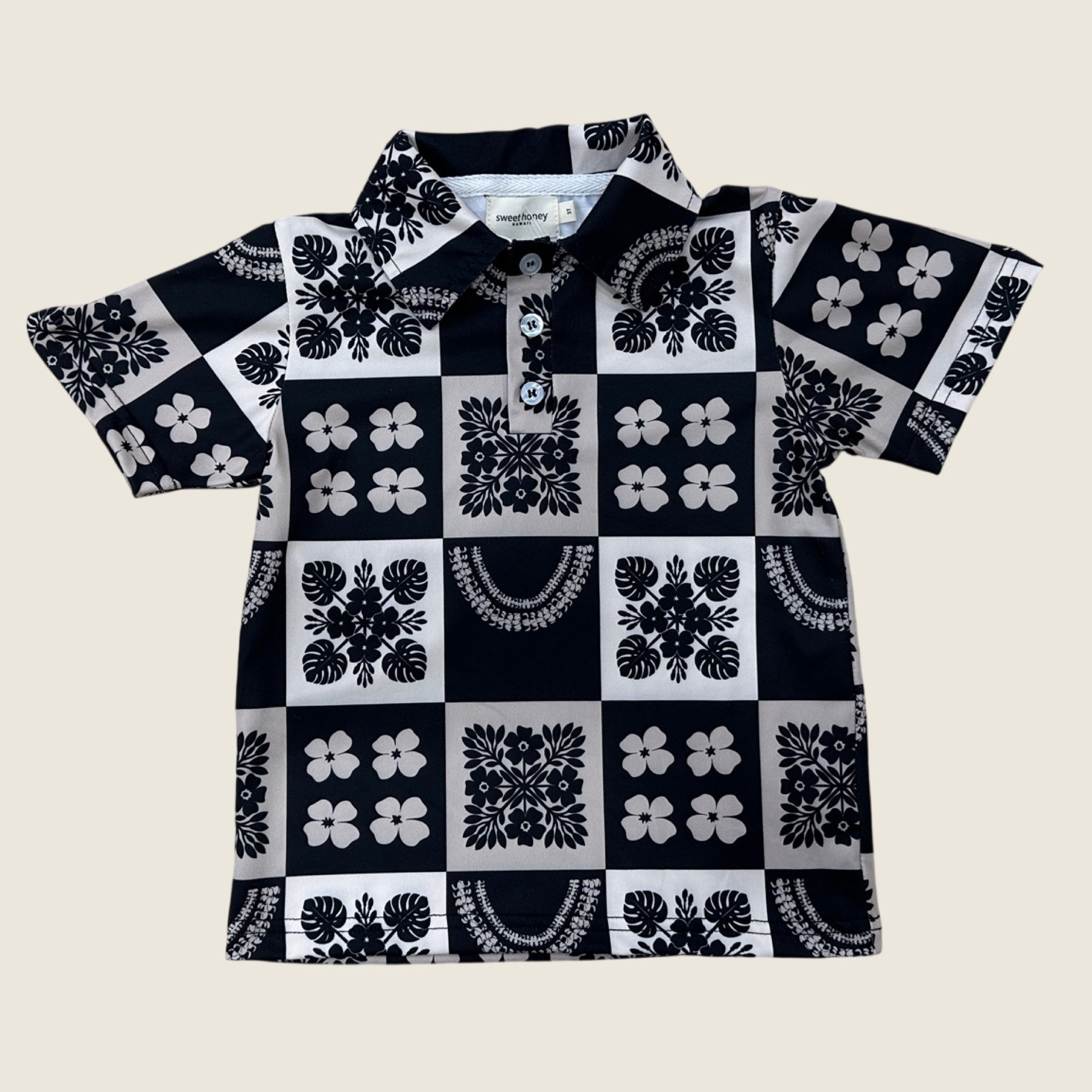 Ho'opili Black collared shirt - Sweet Sweet Honey Hawaii